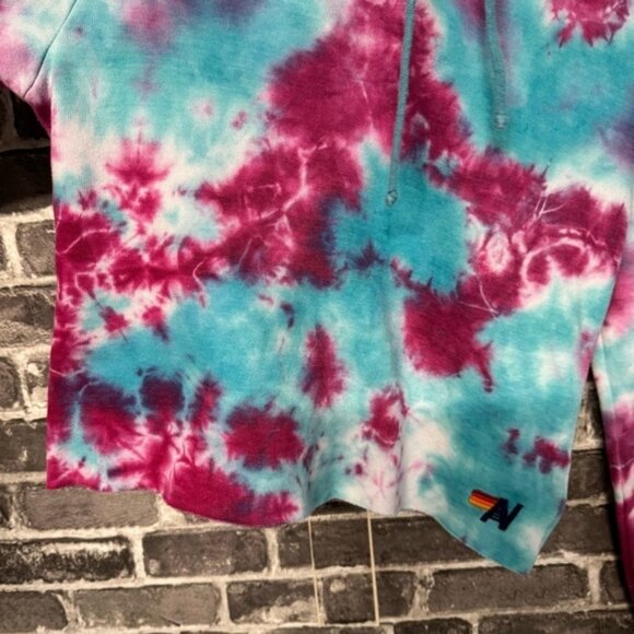 Aviator Nation Hand Dyed Pullover Crop Hoodie Tie Dye blue purple - Picture 5 of 11